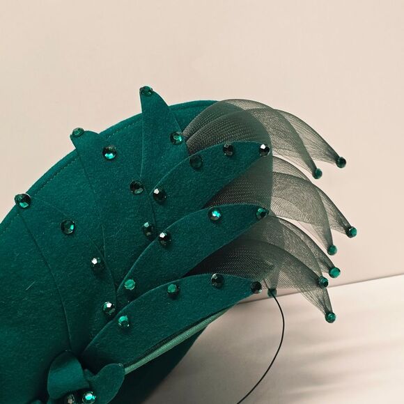 Vintage Deborah New York Green Wool Hat Derby Church Formal - Picture 6 of 10